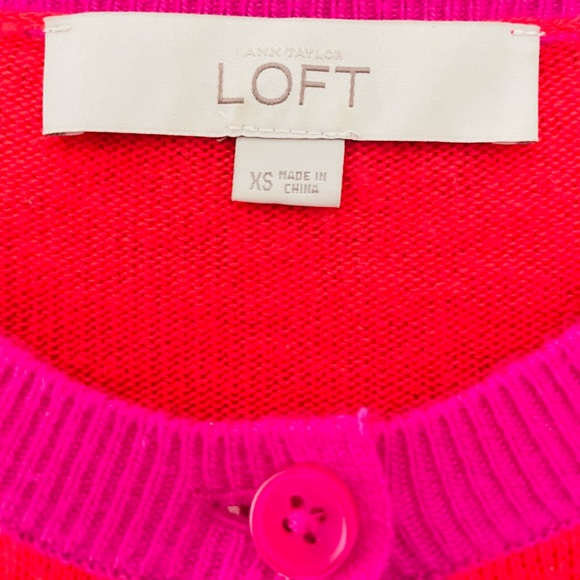 Loft Color Block Orange and Fuchsia Cardigan / XS / Used Condition - Picture 2 of 3